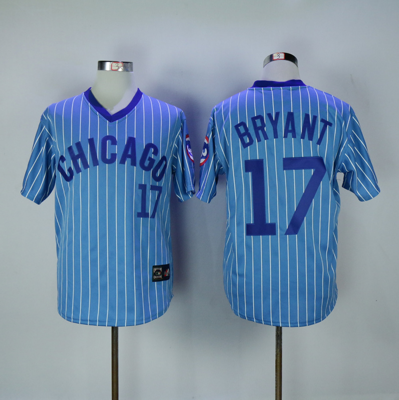 2017 MLB Chicago Cubs #17 Kris Bryant 1984 Blue White stripe Throwback Jerseys->chicago cubs->MLB Jersey